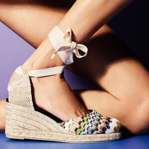 Castaner x Missoni Carina Ankle Tie Platform Wedge Espadrilles Size 41